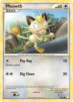 Meowth, HeartGold & SoulSilver #75, Pokémon TCG card