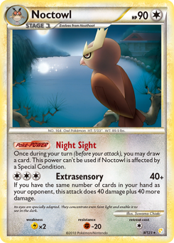 Noctowl, HeartGold & SoulSilver #8, Pokémon TCG card
