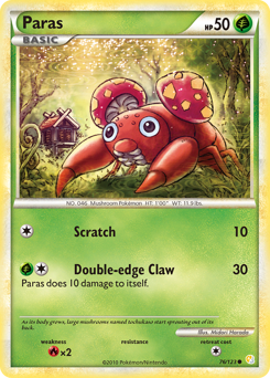 Paras, HeartGold & SoulSilver #76, Pokémon TCG card