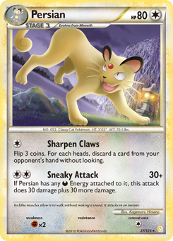 Persian, HeartGold & SoulSilver #27, Pokémon TCG card