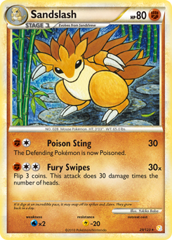 Sandslash, HeartGold & SoulSilver #29, Pokémon TCG card