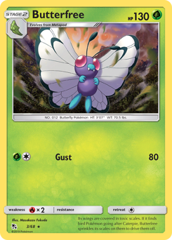 Butterfree, Hidden Fates #3, Pokémon TCG card