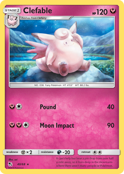 Clefable, Hidden Fates #40, Pokémon TCG card