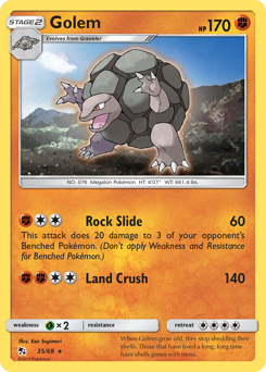 Golem, Hidden Fates #35, Pokémon TCG card