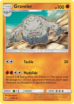 Graveler, Hidden Fates #34, Pokémon TCG card