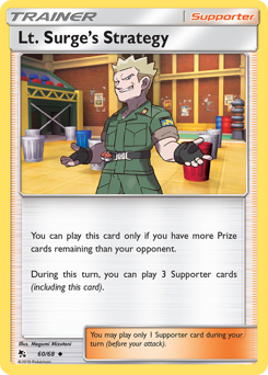 Lt. Surge's Strategy, Hidden Fates #60, Pokémon TCG card
