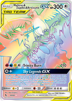Moltres & Zapdos & Articuno-GX, Hidden Fates #69, Pokémon TCG card