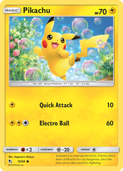 Pikachu, Hidden Fates #19, Pokémon TCG card
