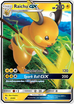 Raichu-GX, Hidden Fates #20, Pokémon TCG card