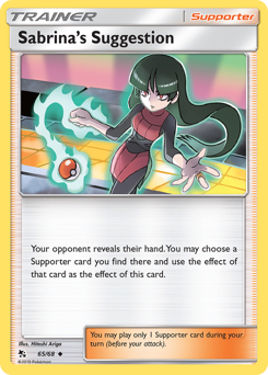 Sabrina's Suggestion, Hidden Fates #65, Pokémon TCG card