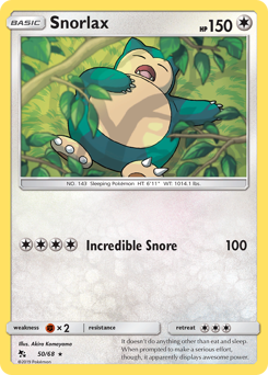 Snorlax, Hidden Fates #50, Pokémon TCG card