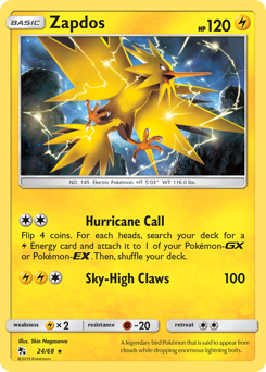Zapdos, Hidden Fates #24, Pokémon TCG card