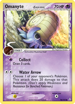 Omanyte δ, Holon Phantoms #74, Pokémon TCG card