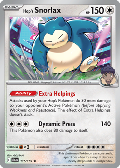 Hop's Snorlax, Journey Together #117, Pokémon TCG card