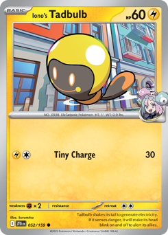 Iono's Tadbulb, Journey Together #52, Pokémon TCG card