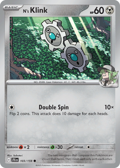 N's Klink, Journey Together #103, Pokémon TCG card