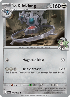 N's Klinklang, Journey Together #105, Pokémon TCG card