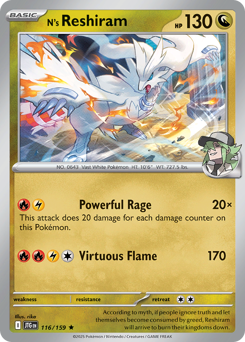 N's Reshiram, Journey Together #116, Pokémon TCG card