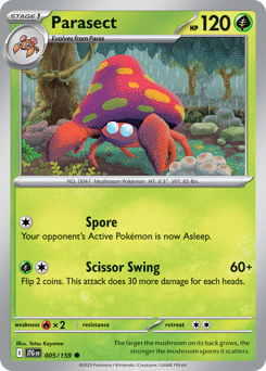 Parasect, Journey Together #5, Pokémon TCG card