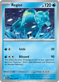 Regice, Journey Together #42, Pokémon TCG card