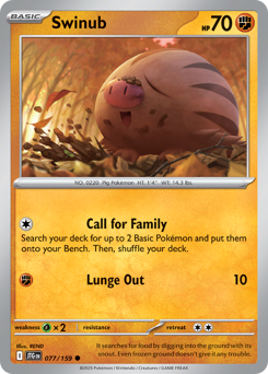 Swinub, Journey Together #77, Pokémon TCG card