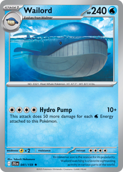 Wailord, Journey Together #41, Pokémon TCG card
