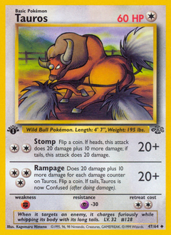 Tauros, Jungle #47, Pokémon TCG card