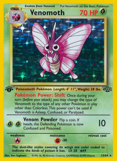 Venomoth, Jungle #13, Pokémon TCG card