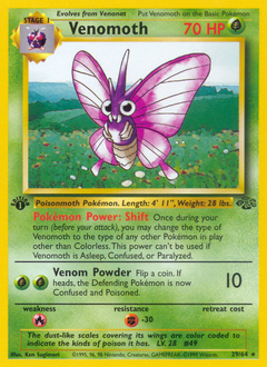 Venomoth, Jungle #29, Pokémon TCG card