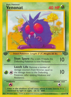 Venonat, Jungle #63, Pokémon TCG card