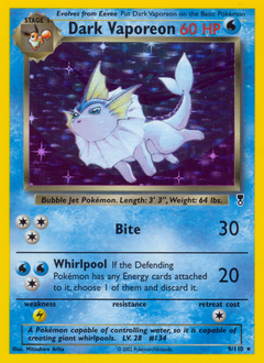 Dark Vaporeon, Legendary Collection #9, Pokémon TCG card
