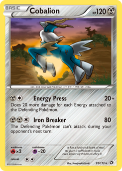 Cobalion, Legendary Treasures #91, Pokémon TCG card