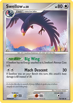 Swellow, Legends Awakened #73, Pokémon TCG card