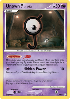 Unown J, Legends Awakened #76, Pokémon TCG card