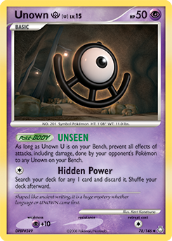 Unown U, Legends Awakened #78, Pokémon TCG card