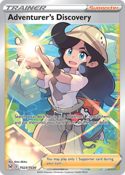 Adventurer's Discovery, Lost Origin Trainer Gallery #TG23, Pokémon TCG card