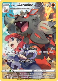 Hisuian Arcanine, Lost Origin Trainer Gallery #TG08, Pokémon TCG card