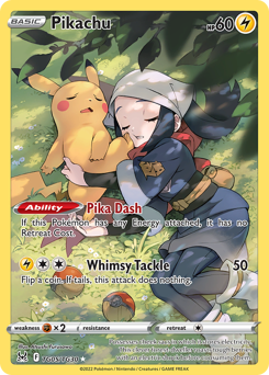 Pikachu, Lost Origin Trainer Gallery #TG05, Pokémon TCG card