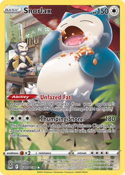 Snorlax, Lost Origin Trainer Gallery #TG10, Pokémon TCG card