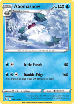 Abomasnow, Lost Origin #43, Pokémon TCG card