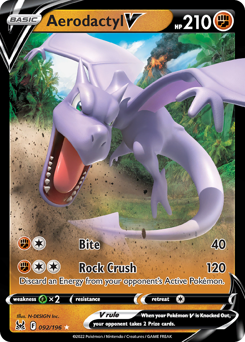 Aerodactyl V, Lost Origin #92, Pokémon TCG card