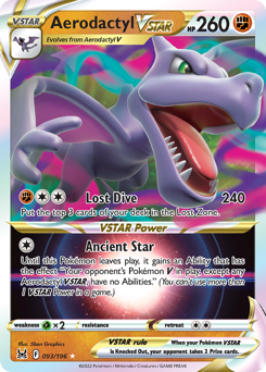 Aerodactyl VSTAR, Lost Origin #93, Pokémon TCG card