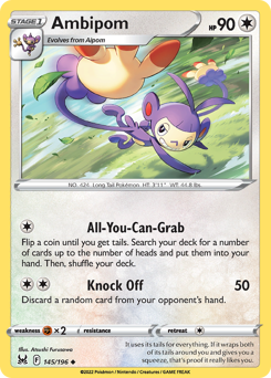 Ambipom, Lost Origin #145, Pokémon TCG card