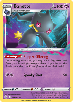 Banette, Lost Origin #73, Pokémon TCG card