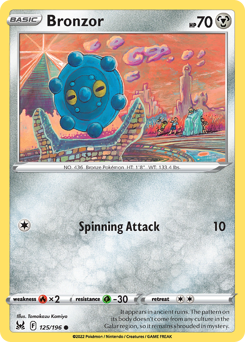 Bronzor, Lost Origin #125, Pokémon TCG card