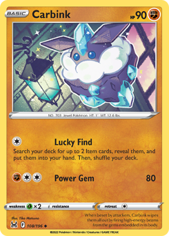 Carbink, Lost Origin #108, Pokémon TCG card