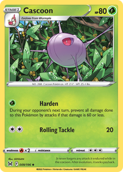 Cascoon, Lost Origin #9, Pokémon TCG card