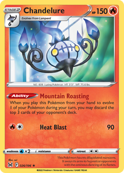Chandelure, Lost Origin #26, Pokémon TCG card