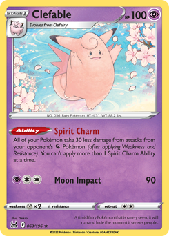 Clefable, Lost Origin #63, Pokémon TCG card