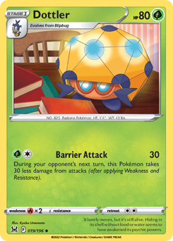 Dottler, Lost Origin #19, Pokémon TCG card